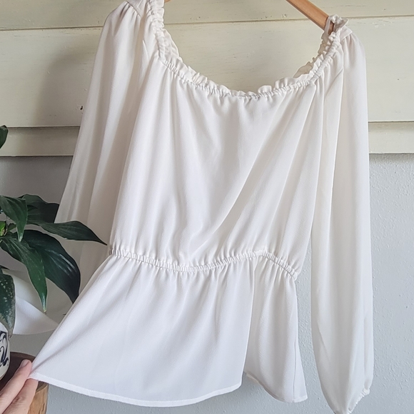 MICHAEL Michael Kors Tops - NWOT MICHAEL Michael Kors Ivory Off The Shoulder Romantic Blouse